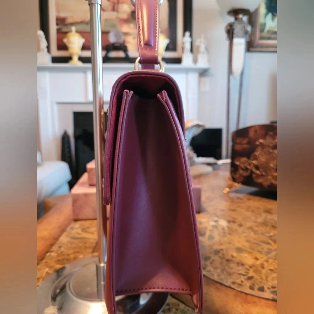 Badgley Mischka Burgundy Studded Handbag. NWT - Picture 3 of 10